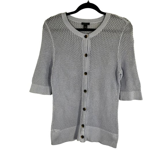 Ann Taylor Sweaters - Neutral Open Knit Sweater Cardigan Blue L Coastal Nautical Preppy Resort Chic